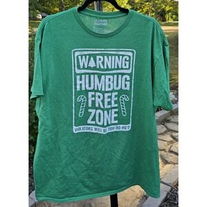 Holiday Tee-Shirt -Warning Humbug Free Zone Short Sleeve -Size X-large